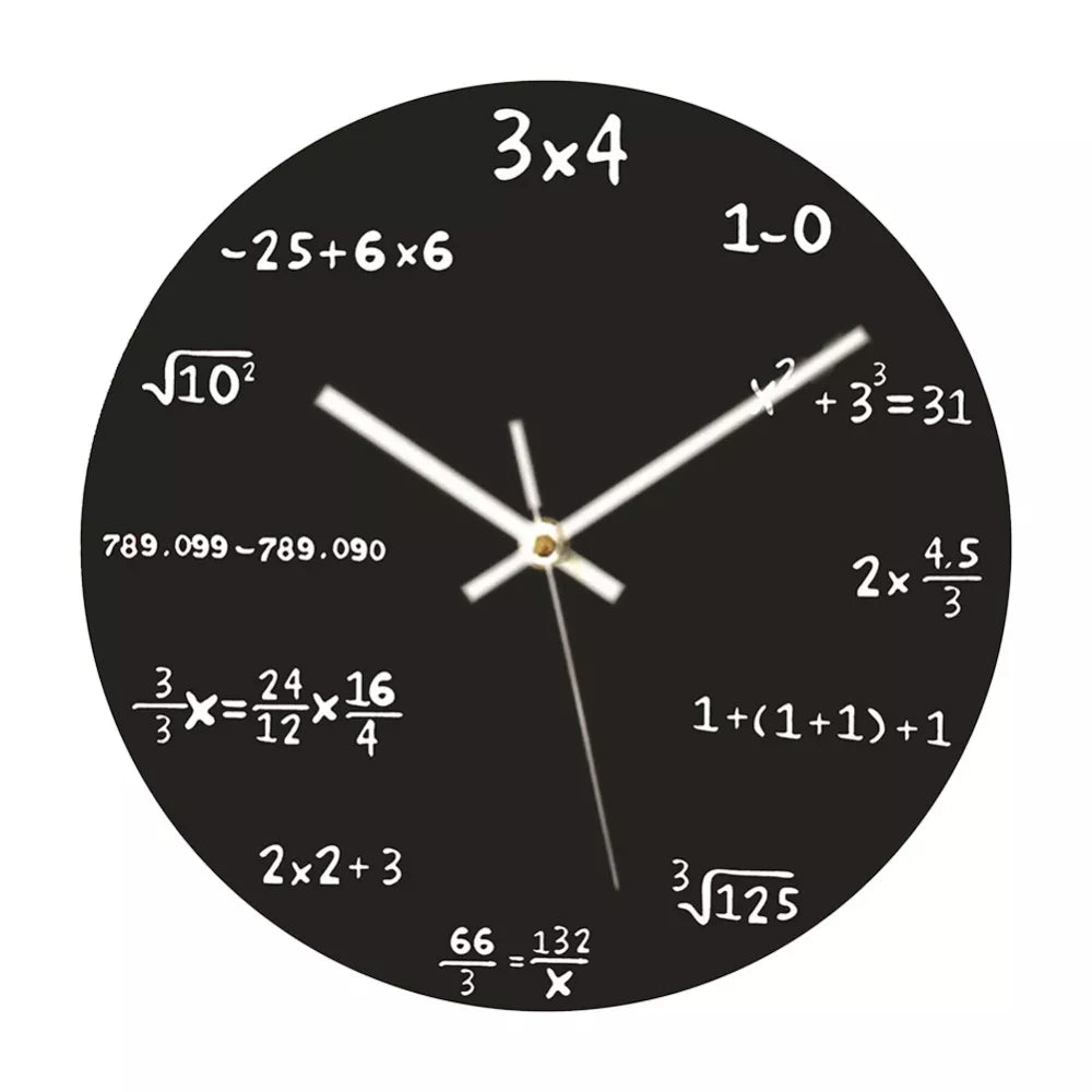 Nouvelle horloge murale mathématique créative 30cm grandes formules mathématiques horloge suspendue montre noir pour la maison chambre ornement décoratif