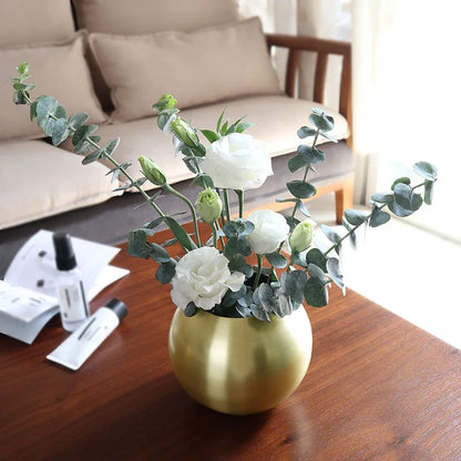 Vase en acier inoxydable de Style nordique, Pot de plantes à fleurs, doré, noir, Rose, or, décoration classique pour la maison
