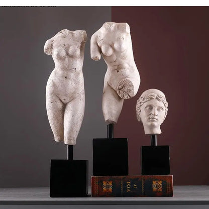 Nordic Half-body Statue Decoration Ornaments Retro Frosted Resin Sculpture Art Living Room Desk Home Crafts