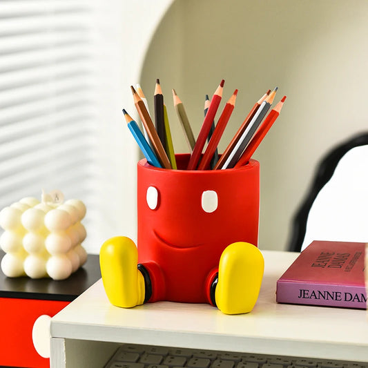 Miniso Cartoon Mickey Pen Holder Series Cute Desk Ornament Large Capacity Student Office Stationery Storage Pen Holder