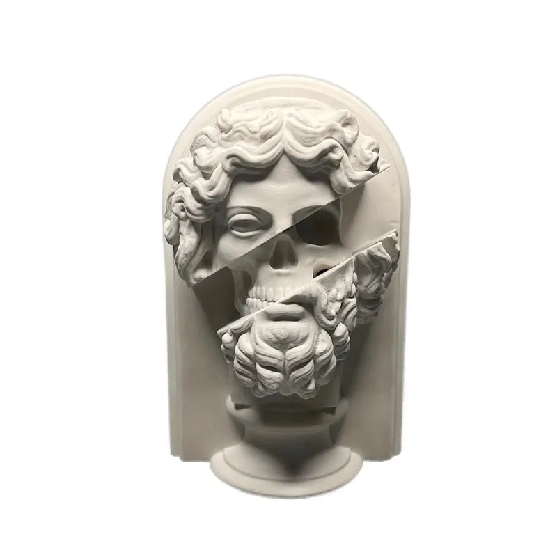 European Creativity of Retro Roman Mythology Gypsum Zeus Sculpture Home Living Room Gypsum Ornaments Desktop Decor Statue Gifts