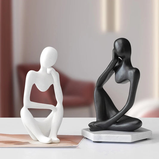 Abstract Thinker Statue Resin Sculpture Miniature Figurines Thinker Character European Style Office Home Decoration Accessories