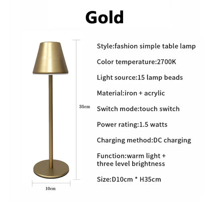 Creative Office Restaurant Bar Table Lamp Rechargeable Study Reading Touch Led Desk Light With Usb Charging Port for bedroom