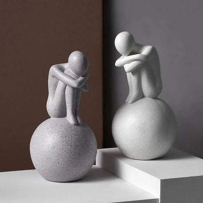 Abstract Couple Statue Nordic Decoration Home Nordic Decorative Sculpture Ceramic Figure Figurines Living Room Crafts Ornament