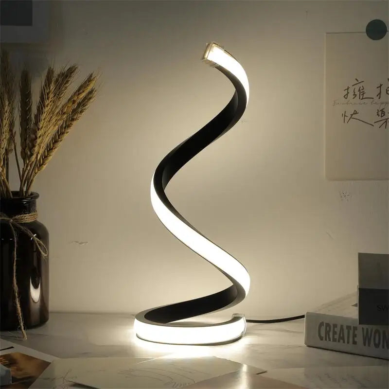 1Pc LED Spiral Table Lamp Modern Three Speed Dimming USB Power Button Switch Bedroom Decorative Table Lamp
