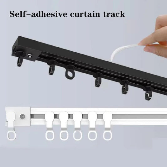 Strong Self Adhesive Curtain Track Without Punching Nano Silent Sliding Track Top Mounted Side Mounted Window Decor Accessorie