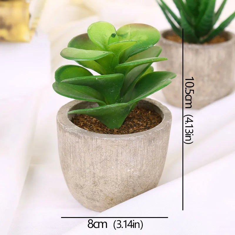 Mini Evergreen Artificial Succulent Plants Small Simulated Tree Pot Plants Fake Flowers Office Table Ornaments Home Garden Decor