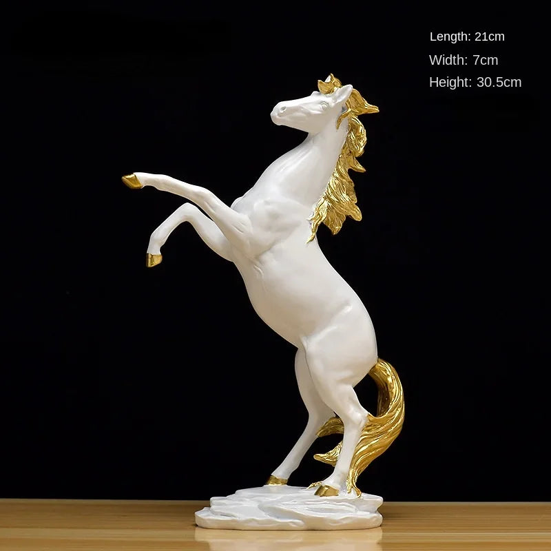 Creative Gold Silver Black Horse Resin Sculpture, Horse Model Home Decor Animal Decoration Living Room Office Craft Decoration