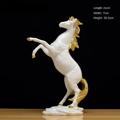 Creative Gold Silver Black Horse Resin Sculpture, Horse Model Home Decor Animal Decoration Living Room Office Craft Decoration