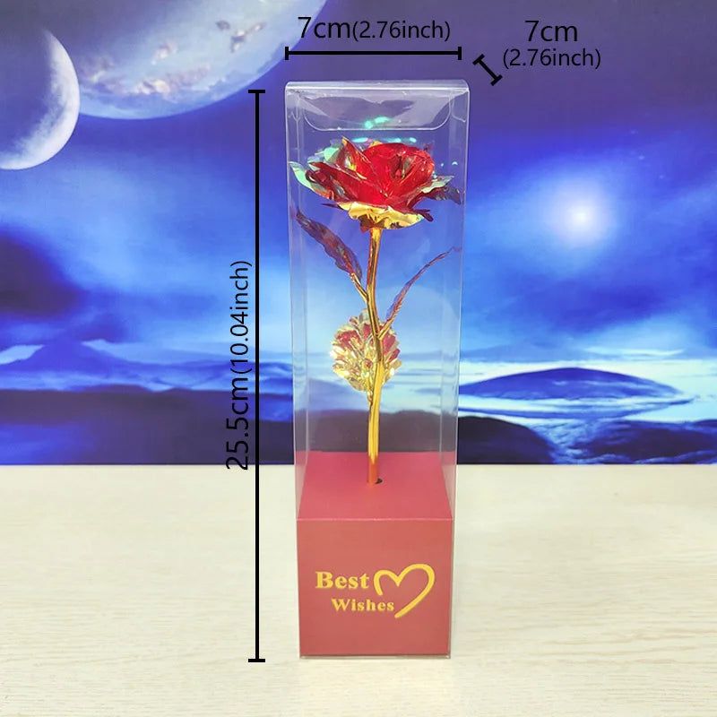 Galaxy Rose Eternal 24K Gold Flower Foil Plastic Artificial Roses Forever Love Wedding Decor Lover Roses Creative Gift Decor