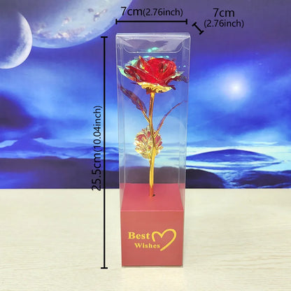 Galaxy Rose Eternal 24K Gold Flower Foil Plastic Artificial Roses Forever Love Wedding Decor Lover Roses Creative Gift Decor