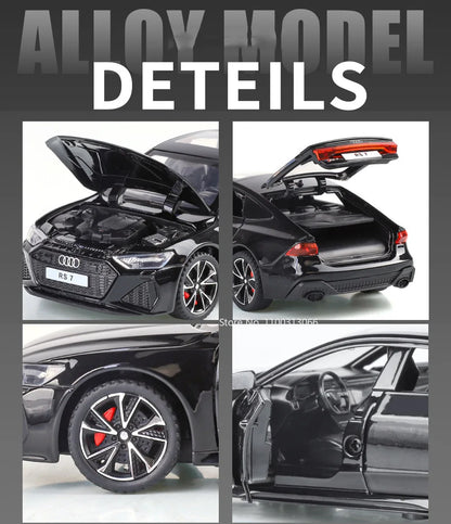 1:32 Alloy Diecast RS7 A6L Toys Cars Models Wheel Steering Light Music Vehicles 6 Doors Opened Miniature Car Toddler Kids Gifts
