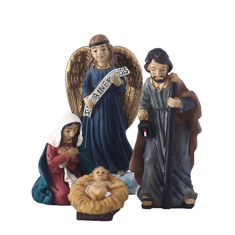 11Pcs Statue Nativity Scene Ornament Set Baby Jesus Manger Christmas Crib Figurines Miniature Ornament Xmas Gift Home Decoration