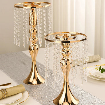 Metal Flower Vase Candle Flower Holder Tall Crystal Centerpiece Table Candle Holder Arrangement Wedding Dining Table Party Decor