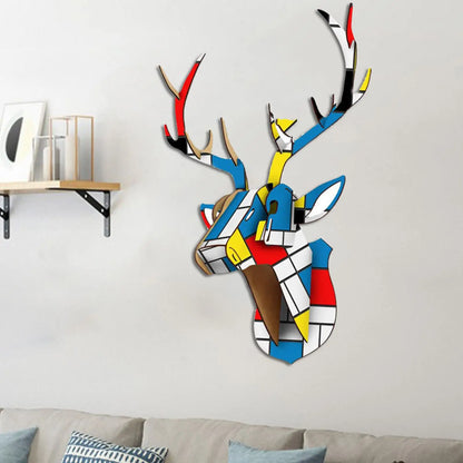 Deer head wall sculpture home decoration day 3d puzzle art statue christmas