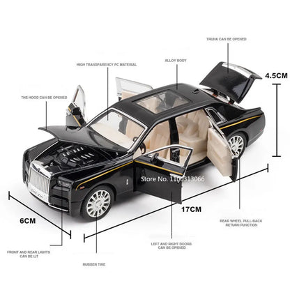 1:32 Rolls-Royce Phantom Car Model Alloy Diecast Toy Vehicles 6 Doors Can Be Opened Pull Back Function for Boys Gifts Collection