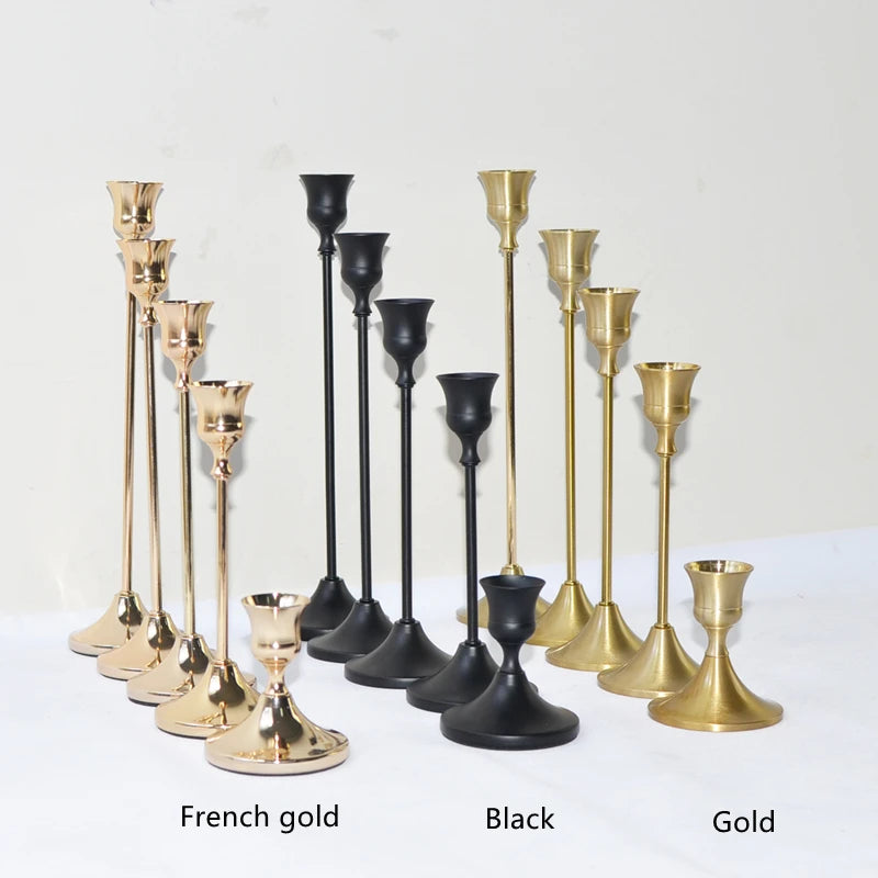 Nordic Style Metal Candle Holders Simple Black Golden Wedding Decoration Bar Party Living Room Decor Home Decor Candlestick