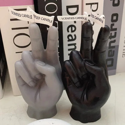 Home decoration ornaments victory gesture finger shaped scented candles funny guest gift candles modern creative birthday gifts