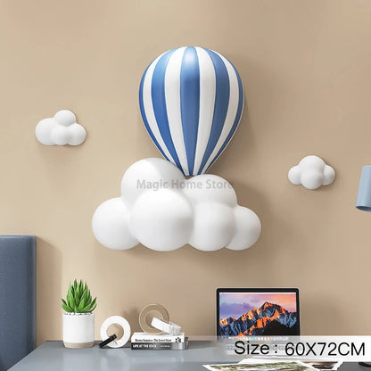 Nordic Hot Air Balloon 3D Wall Decor Living Room Sofa Background Art Wall Decor Modern Home Christmas Decorations Handicrafts