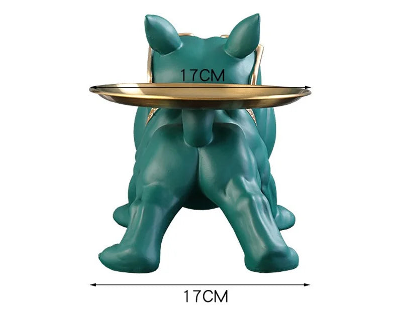 Nordic Big Mouth French Bulldog Butler Storage Box with Tray Ornaments Figurine Craft Animal Resin Sculputre for Home Decor