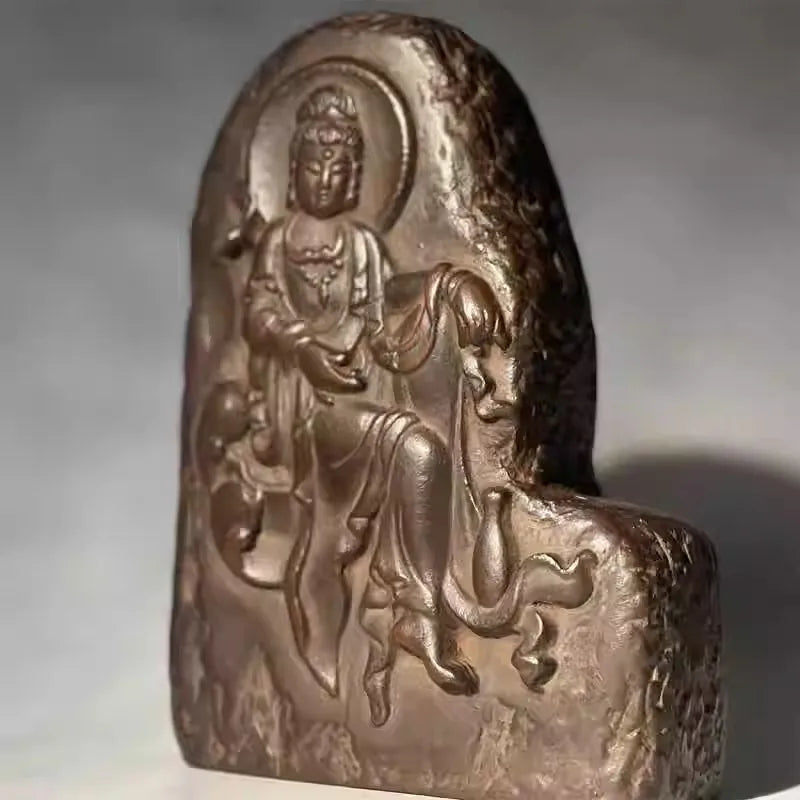 Retro Zen Relief Guanyin Bodhisattva Buddha statue Art ornaments Home decoration line incense socket Desk Ornaments Accessories
