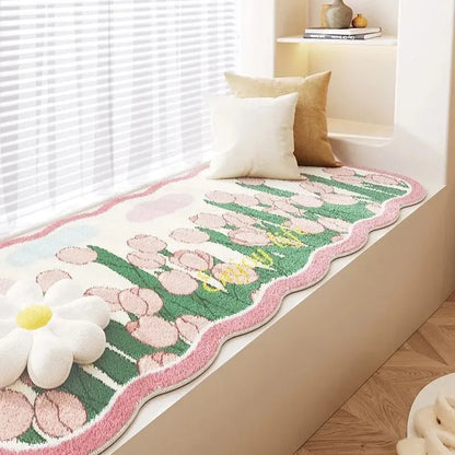 Lmitation Cashmere Carpet Bedroom Bed Blanket Girls Heart Dirt Resistant Thickened Absorbent No-wash Floor Mat