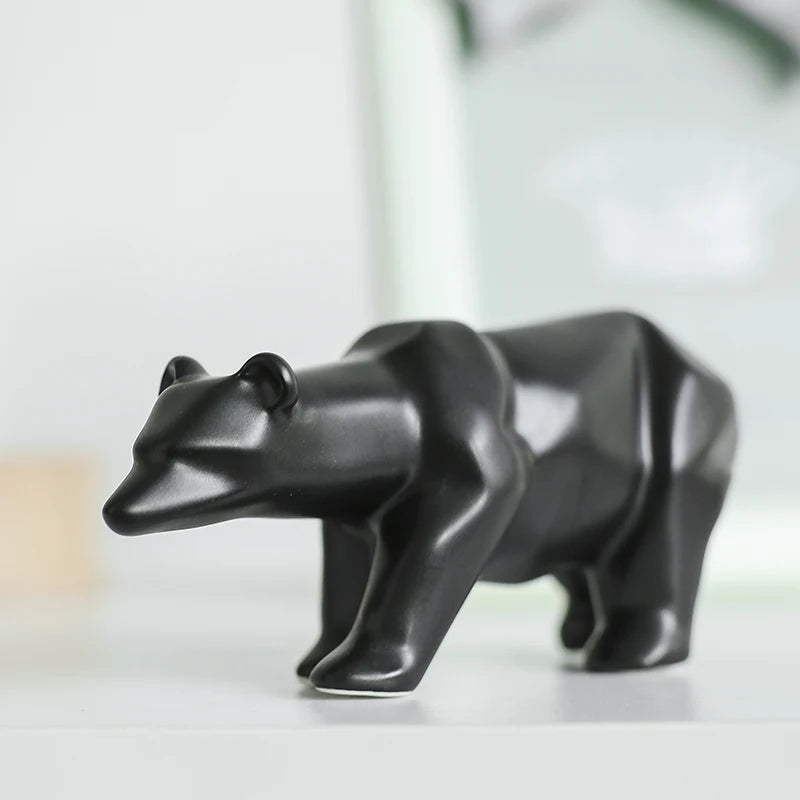 Nordic Ceramic Bear Figurine Home Decor Items Home Office Cabinet Decor Animal Sculptures & Figurines Aesthetic Room Decoration
