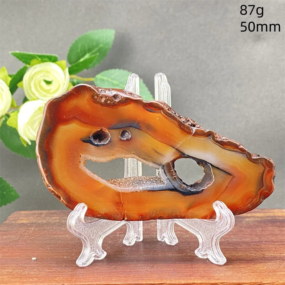 Natural Red Agate Crystal Cavity Stone - Energy Healing Reiki Meditation Beautiful Home Decor Gift for Prayer