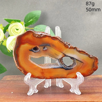 Natural Red Agate Crystal Cavity Stone - Energy Healing Reiki Meditation Beautiful Home Decor Gift for Prayer