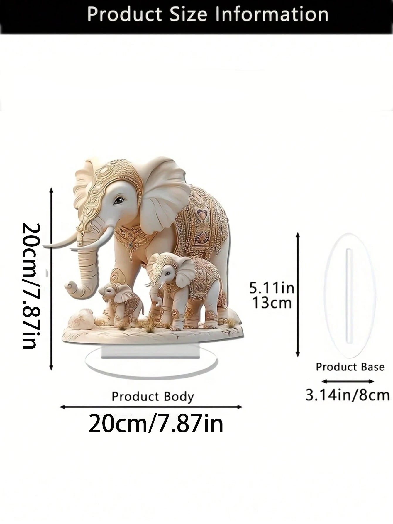 Bohemian elephant home desktop decoration with gold and white jewelry, suitable for bedroom decoration and ideal Easter gift,