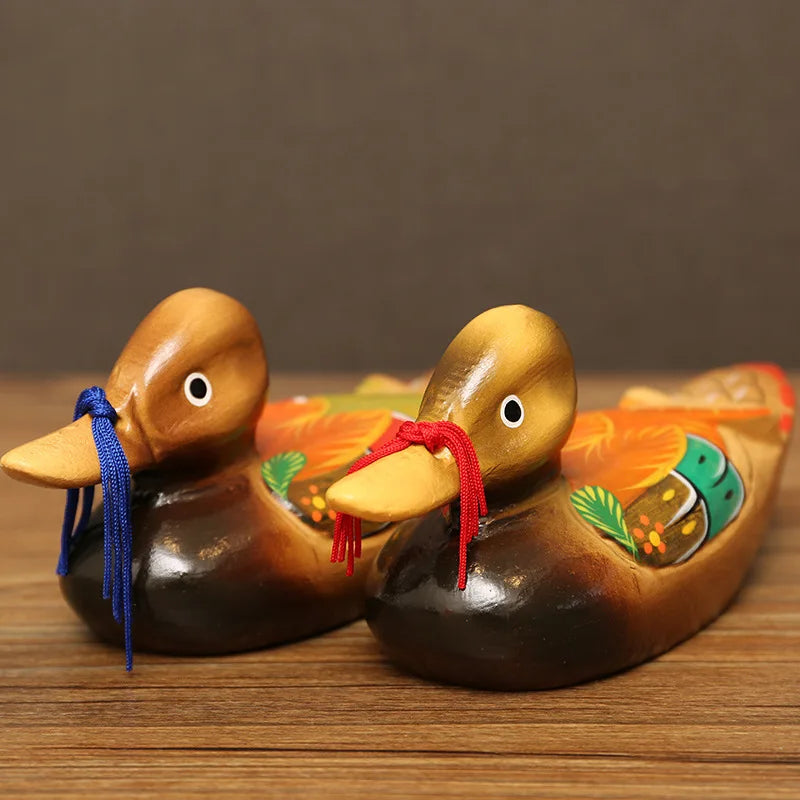 2PCS Chinese Mandarin Duck Ornaments Yuan Yang Love Birds Figurine Feng Shui Desktop Creativecrafts Home Accessories Decorations