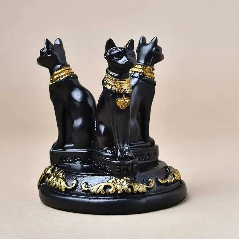 1pc diffuser Cat Crystal Ball Stand Cats Shape Sphere Holder Triple Egyptian Display Base Resin Figurine Statue Office HomeDecor