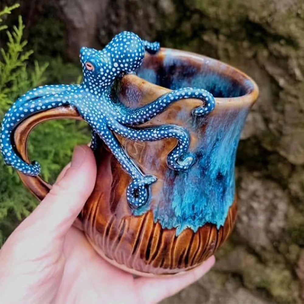 New Deep Blue Octopus Mug Home Deep Blue Octopus Resin Mark Coffee Cup