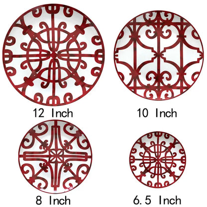 Ceramic Plate Hand-Painted Red Art Creative Round Ins Style Tableware H Dinner Plates Set Charger Plates for Wedding Pasta