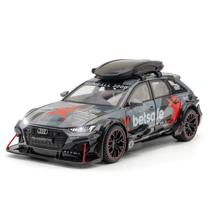 1/24 Alloy RS6 Modified Version Car Model Simulation Diecast Toy Vehicle with Light Sound Pull Back Sports Car for Children Gift