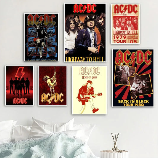 Band-ACDC-AC-DC Poster Home Room Decor Livingroom Bedroom Aesthetic Art Wall Painting Stickers