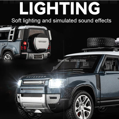 1:24 Land Rover Defender Model Car Toy Alloy Diecast Metal SUV Car Model with Removable Tools Off Road Vehicle for Boy Toys Gift