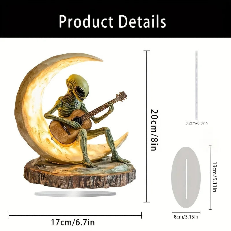 1 Bohemian Ornament/Alien Moon Guitarist Acrylic Sculpture/Tabletop Decoration