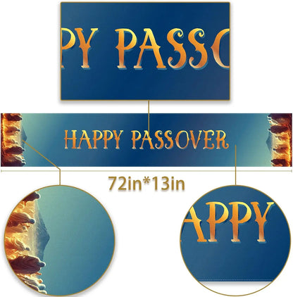 Happy Passover Linen Table Runner Jewish Holiday Party Decor Pesach Jewish Exodus From Egypt Table Runners Dining Table Decor