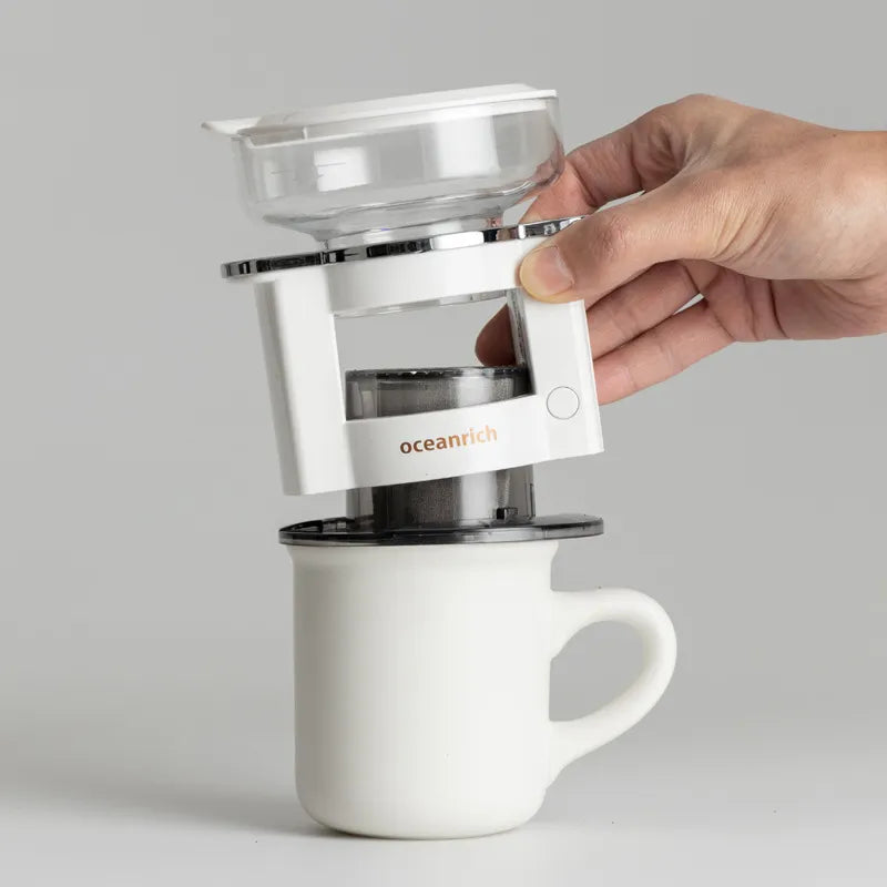 OCEANRICH S2 Machine à café portable automatique à service unique, goutteur de café réutilisable en acier inoxydable