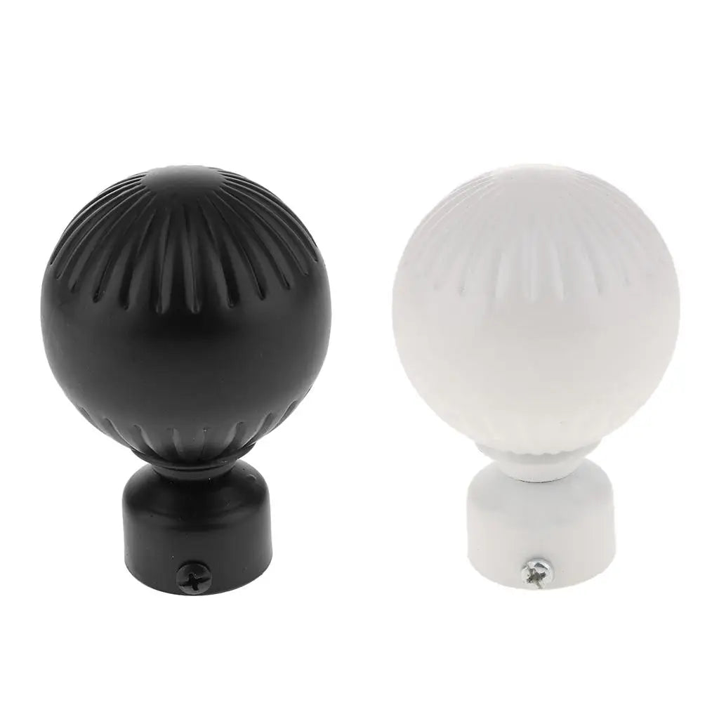 Unique Design 28mm Diameter Curtain Rod End Finial Caps black and white - -White