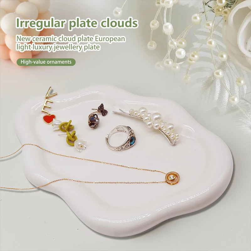 Irregular Tray Basket Cloud Shape Concrete Plaster Dish Ceramic Jewelry Storage White Plate Coaster Epoxy Mold Craft Decor