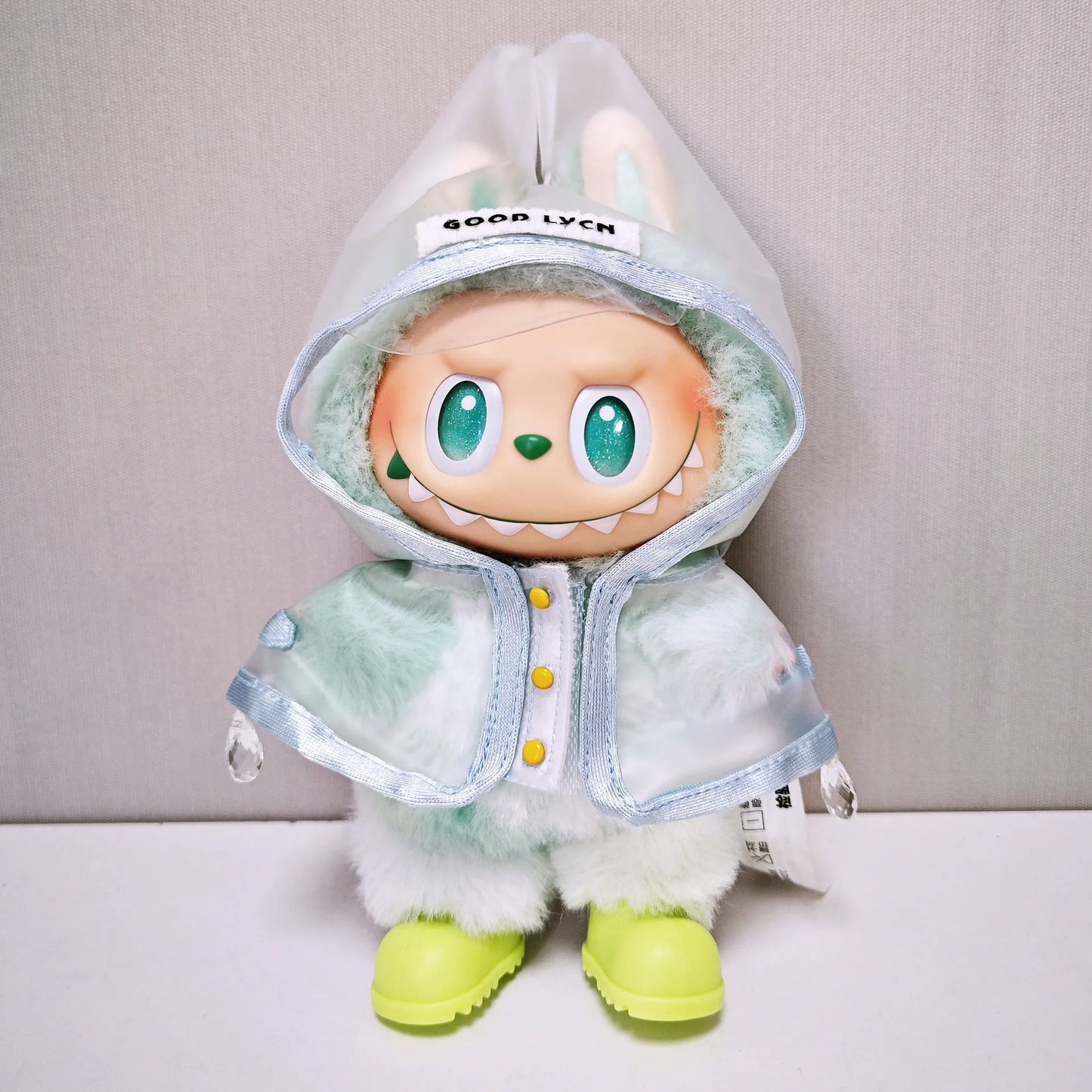 For 17cm Labubu  Transparent Raincoat  Macaron Raincoat Doll Clothes Heartbeat Outfits Labubu Accessories