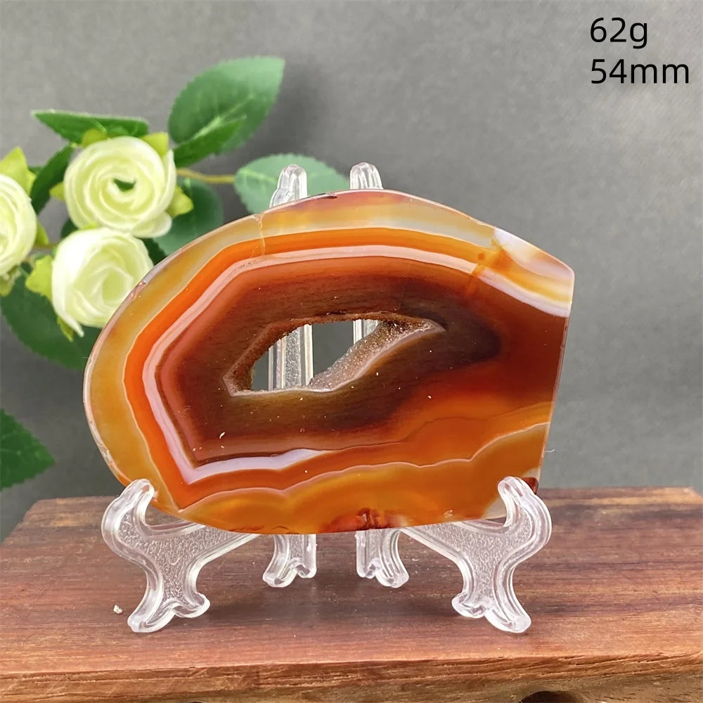 Natural Red Agate Crystal Cavity Stone - Energy Healing Reiki Meditation Beautiful Home Decor Gift for Prayer