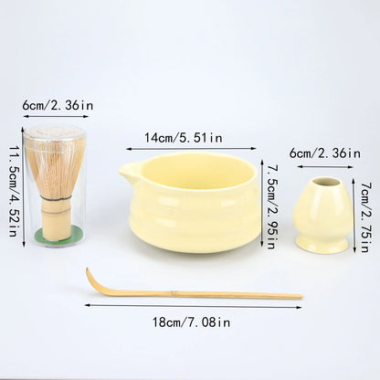 4pcs/set Japanese Style Matcha Tea Set With Tool Rack, Including Bowl, Whisk, Spoon, Great Gift For Ceremony, Traditional Japane