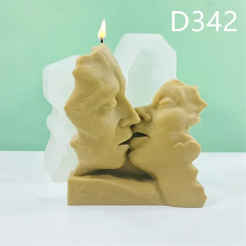 Moule en Silicone 2D pour bougie de Couple, 12-19cm, Sculpture nordique d'homme et de femme, Statue en résine, moule à savon en gypse