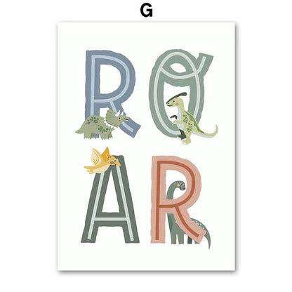 Jurassic Period Dinosaur Custom Baby Name Wall Art Canvas Painting Nordic Dino Posters And Prints Wall Pictures Kids Room Decor