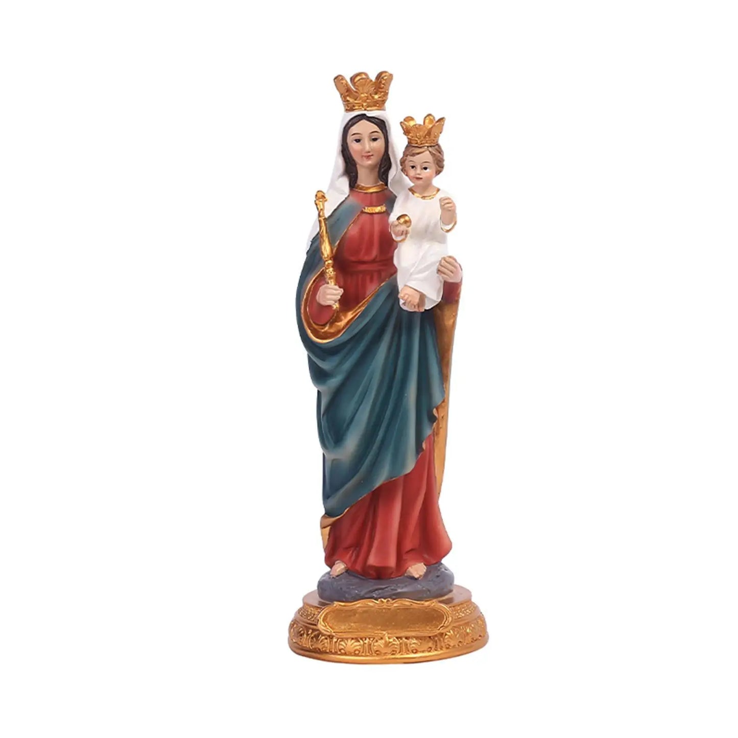 Resin Figurines Jesus Sculpture Wedding Christian Virgin Mother Mary Statue Classical Figures Holding Children Ornaments