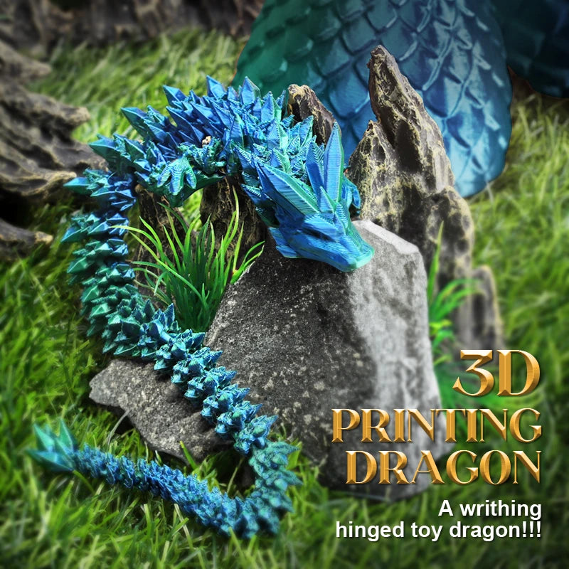 3d Printed Gem Dragon Crystal Dragon Rotatable Joints 3d Articulated Dragon Toy Pla Material Statue Decor Dragon's New Year Gift