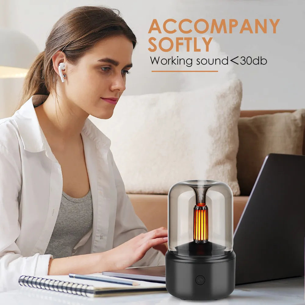 Diffuseur d'arôme de flamme volcanique, lampe à huile essentielle, humidificateur d'air Portable USB de 130ml avec veilleuse colorée, brumisateur Led